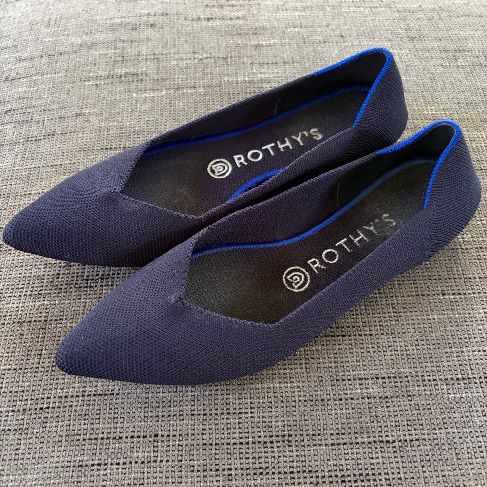 ROTHY’S The Point Pointed Navy Ballet Flat’s Size 8